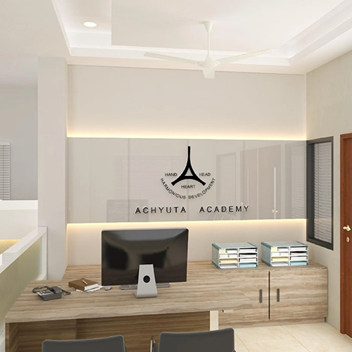 Achyuta Academy's interior design blends elegance and functionality for an inspiring space.